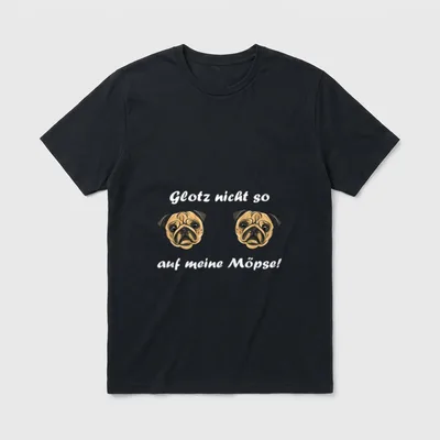 Glotz nicht so T-Shirt – Zwei Mops-Köpfe mit Text Glotz nicht so auf meine Möpse – Klassisches T-Shirt in Schwarz