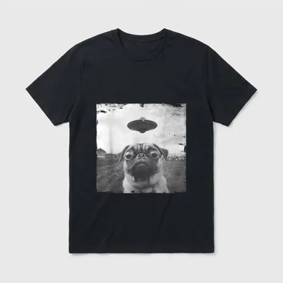 Mops UFO Alien Hund T-Shirt – Klassisches T-Shirt in Schwarz
