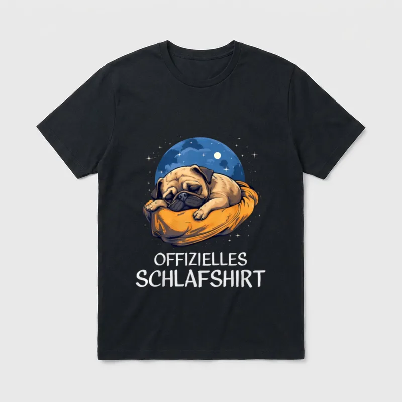 Offizielles Schlafshirt Mops Nachthemd T-Shirt – Klassisches T-Shirt in Schwarz