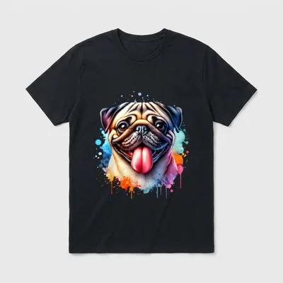 Pug Mops T-Shirt 0074 – Klassisches T-Shirt in Schwarz
