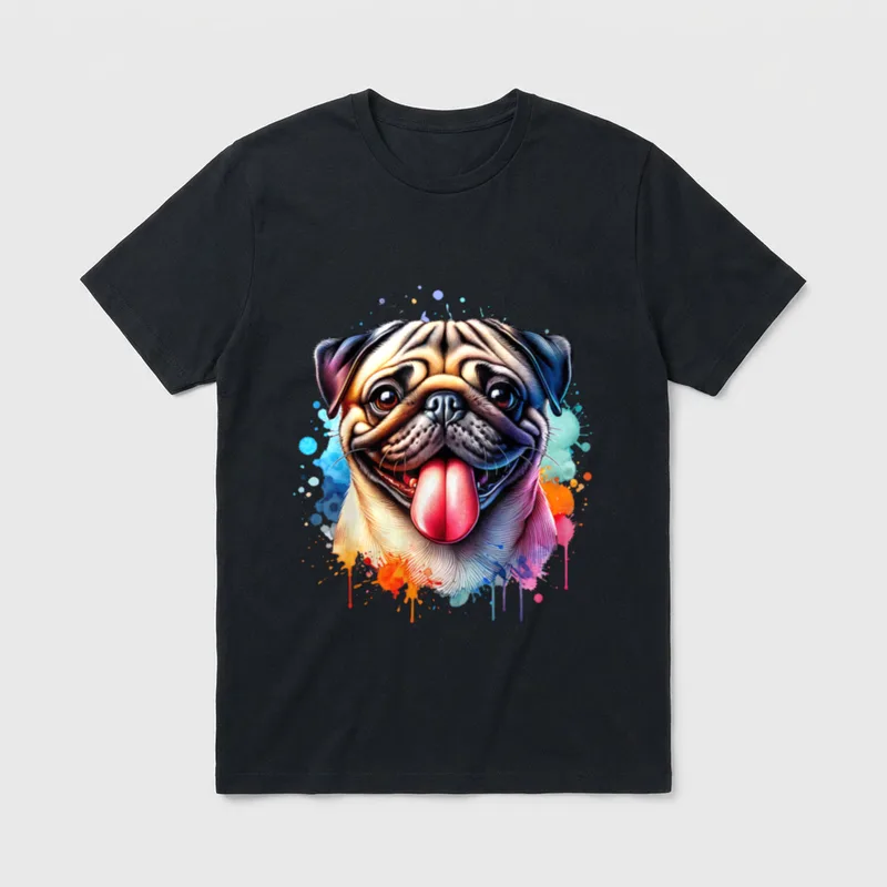 Pug Mops T-Shirt 0074 – Klassisches T-Shirt in Schwarz