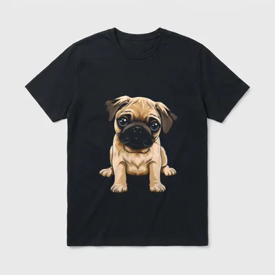 Mops Welpe Cartoon T-Shirt – Klassisches T-Shirt in Schwarz