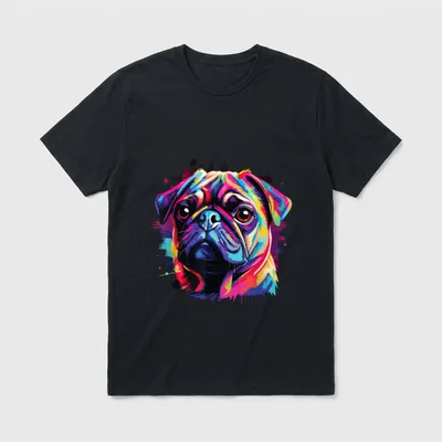 Wasserfarben Farbenfroher Mops Hunde T-Shirt – Klassisches T-Shirt in Schwarz