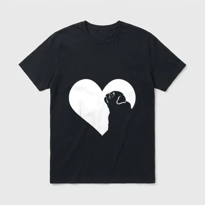 Hund Mops Herz Silhouette T-Shirt – Klassisches T-Shirt in Schwarz