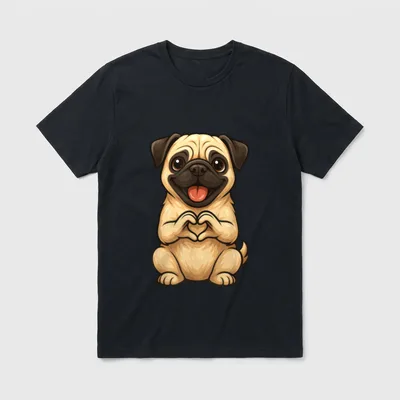 Mops mit Herz Süßer T-Shirt – Klassisches T-Shirt in Schwarz