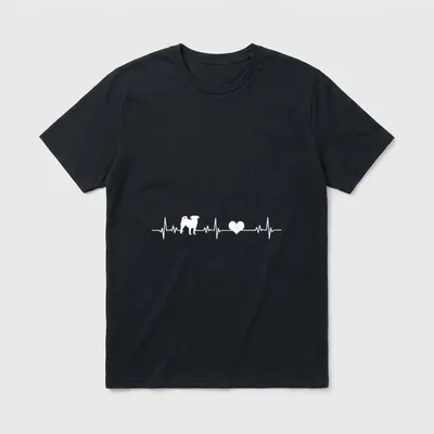 Mops Herzschlag Pug Liebe Hund T-Shirt – Klassisches T-Shirt in Schwarz