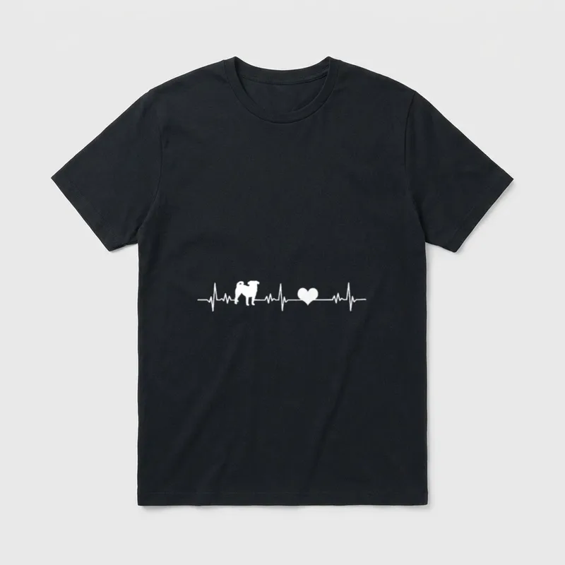 Mops Herzschlag Pug Liebe Hund T-Shirt – Klassisches T-Shirt in Schwarz