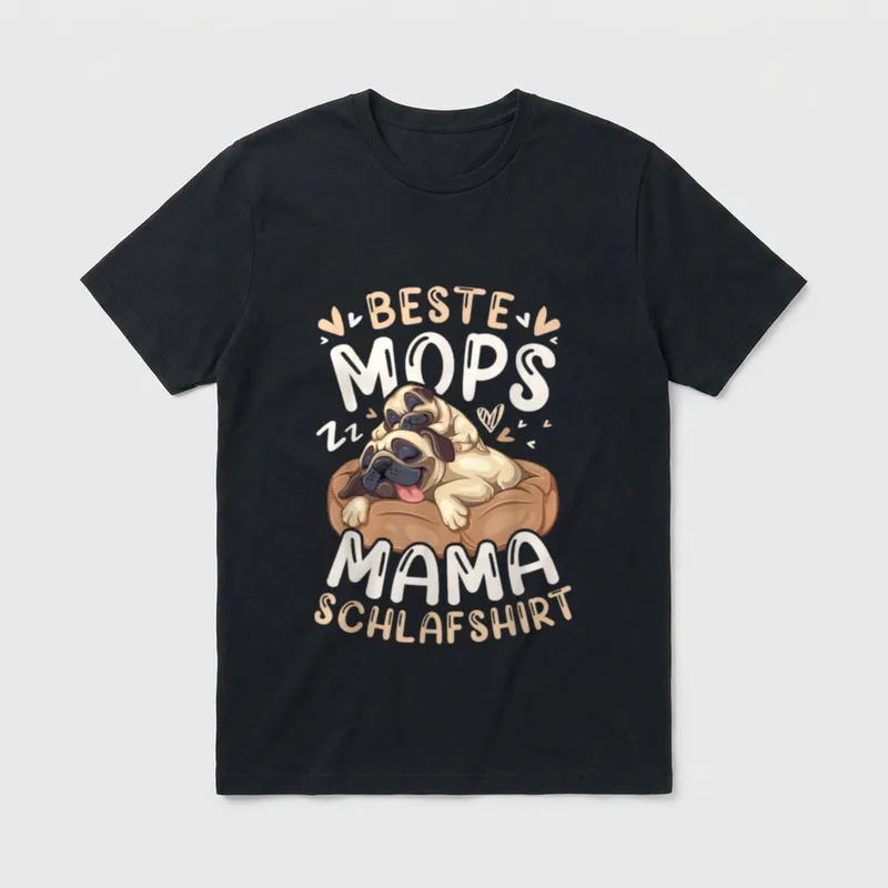 Beste Mops Mama Schlafshirt T-Shirt – Klassisches T-Shirt in Schwarz