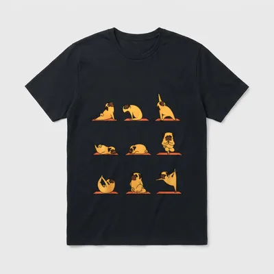 Yoga Mops Meditations Posen T-Shirt – Klassisches T-Shirt in Schwarz
