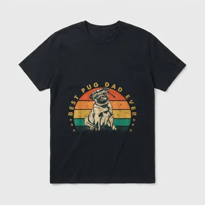 Papa Best Pug Dad T-Shirt – Klassisches T-Shirt in Schwarz