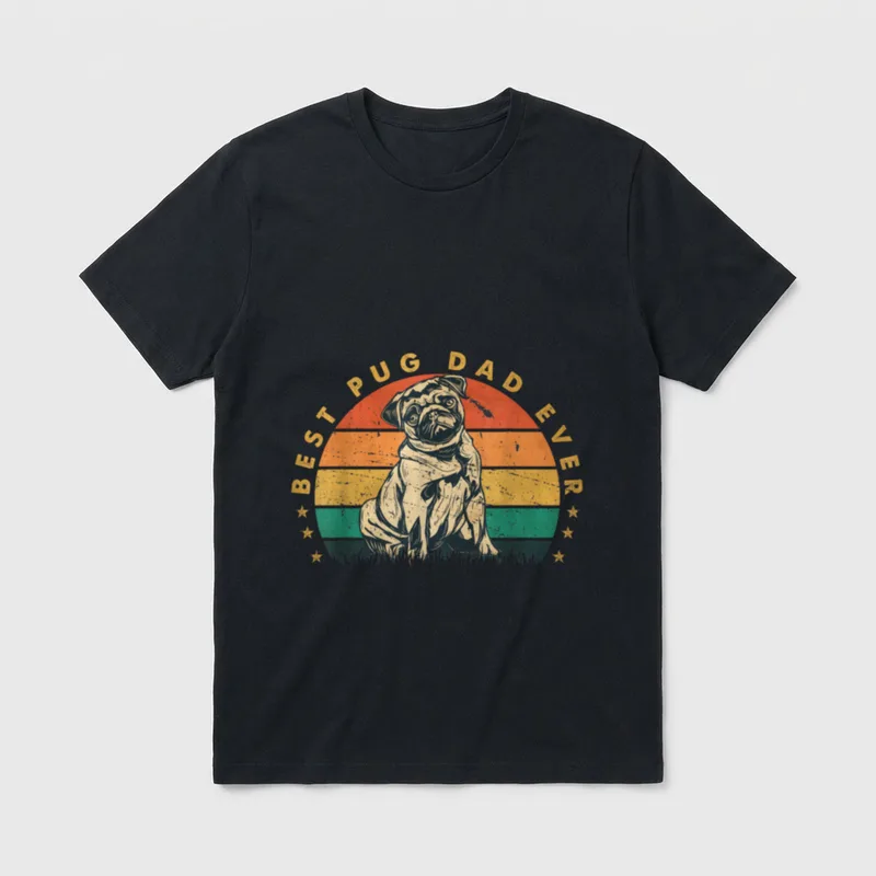 Papa Best Pug Dad T-Shirt – Klassisches T-Shirt in Schwarz