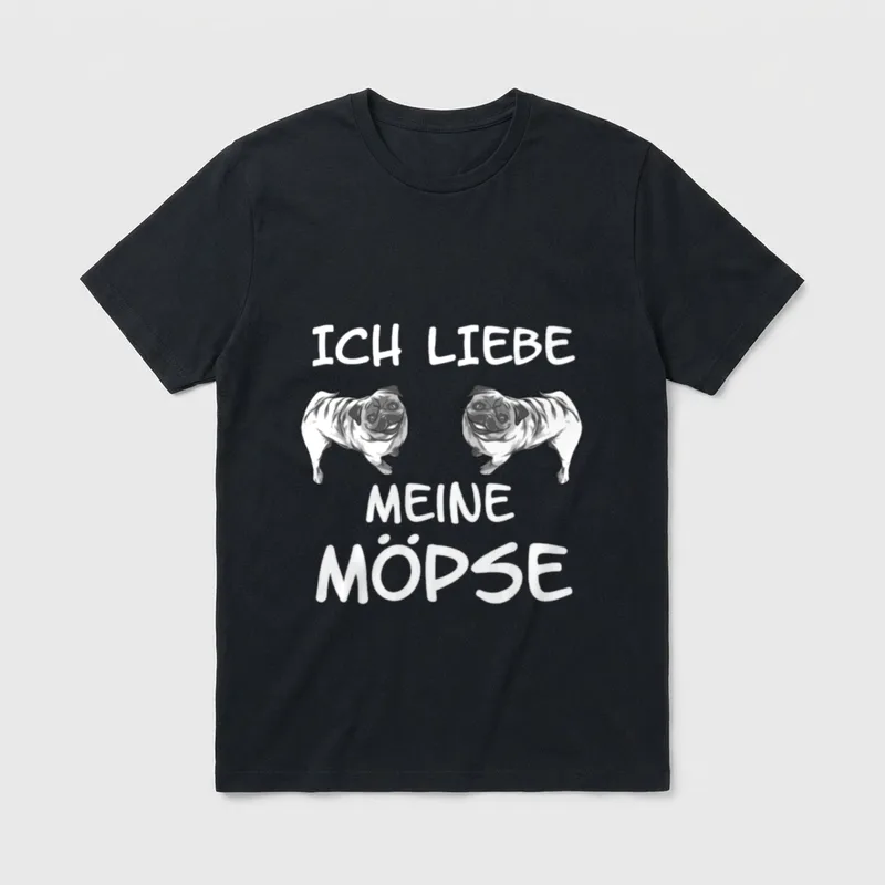 Ich Liebe meine Mops Hunde T-Shirt – Klassisches T-Shirt in Schwarz