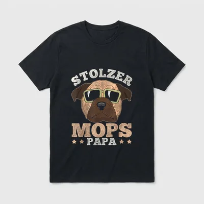 Stolzer Mops Papa Mops T-Shirt – Klassisches T-Shirt in Schwarz