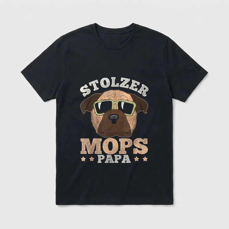 Stolzer Mops Papa Mops T-Shirt – Klassisches T-Shirt in Schwarz