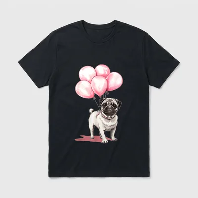 Mops Pink Ballons Mopsliebhaber T-Shirt – Klassisches T-Shirt in Schwarz