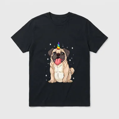 Mops Einhorn Pugicorn Mopsbesitzer T-Shirt – Klassisches T-Shirt in Schwarz