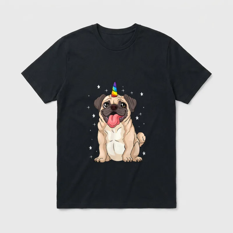 Mops Einhorn Pugicorn Mopsbesitzer T-Shirt – Klassisches T-Shirt in Schwarz