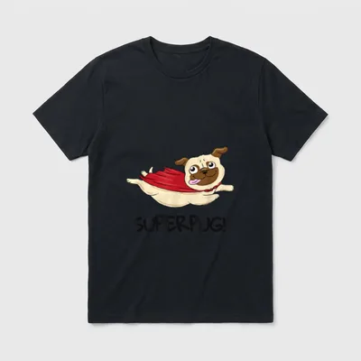 Mops SUPERPUG Superheld Hund T-Shirt – Klassisches T-Shirt in Schwarz