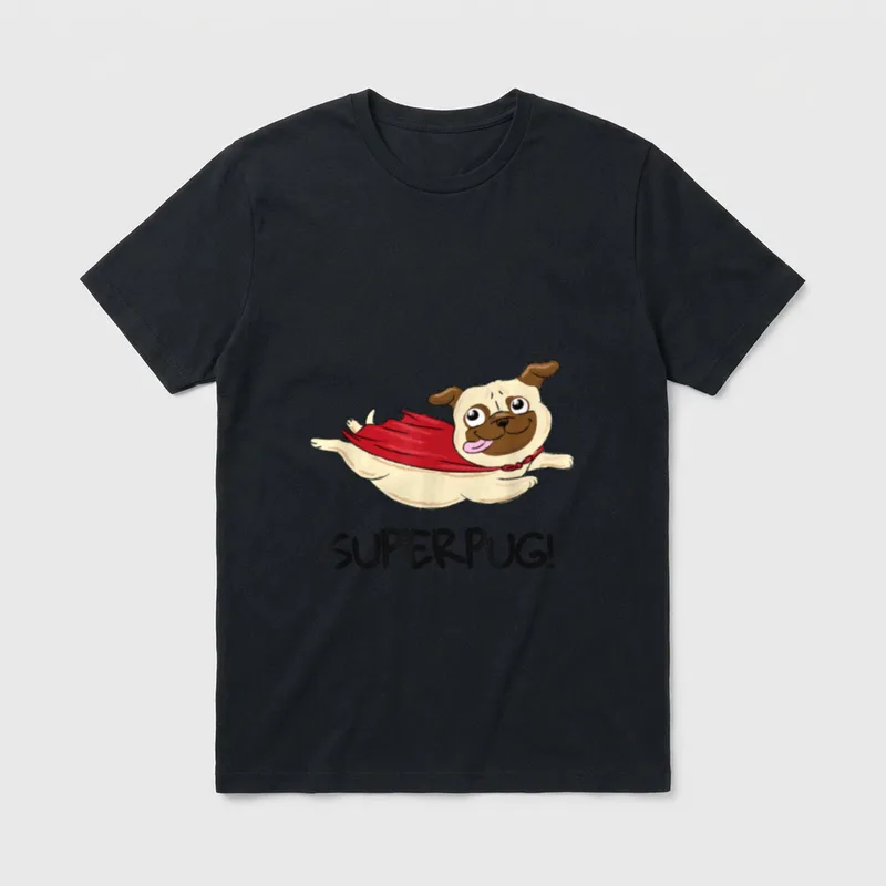 Mops SUPERPUG Superheld Hund T-Shirt – Klassisches T-Shirt in Schwarz
