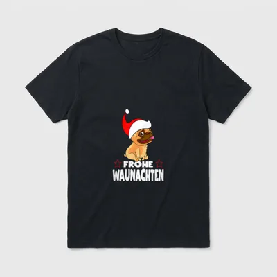 Frohe Weihnachten mit Mops T-Shirt – Klassisches T-Shirt in Schwarz