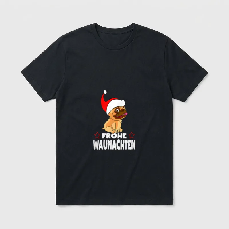 Frohe Weihnachten mit Mops T-Shirt – Klassisches T-Shirt in Schwarz