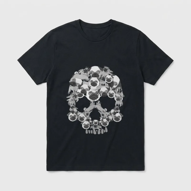 Mops Totenkopf I Halloween T-Shirt – Klassisches T-Shirt in Schwarz