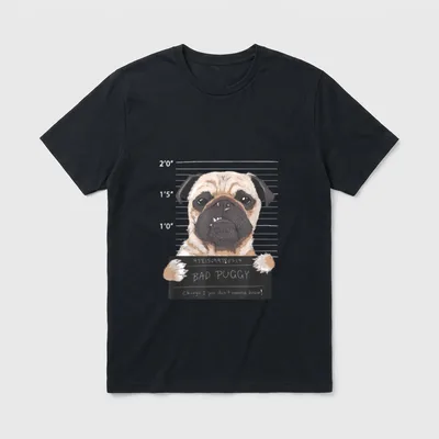lustiges Hunde mit Mops Design T-Shirt – Klassisches T-Shirt in Schwarz