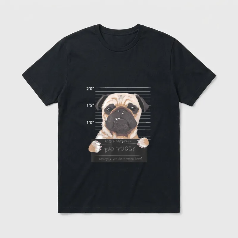 lustiges Hunde mit Mops Design T-Shirt – Klassisches T-Shirt in Schwarz