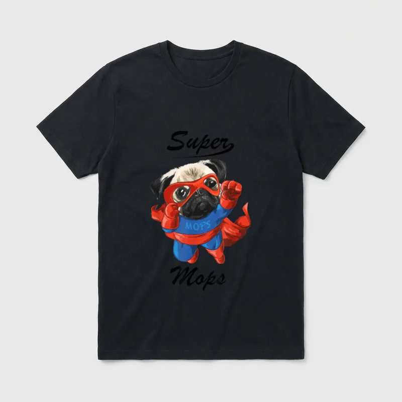 Süßer Super Mops T-Shirt – Klassisches T-Shirt in Schwarz