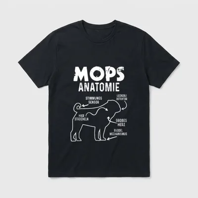 Mops Anatomie Hundebesitzer Lustiges T-Shirt – Klassisches T-Shirt in Schwarz