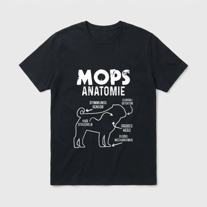 Mops Anatomie Hundebesitzer Lustiges T-Shirt – Klassisches T-Shirt in Schwarz