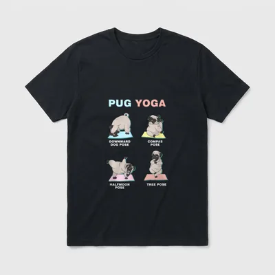 Mops Pug Yoga Meditation T-Shirt – Klassisches T-Shirt in Schwarz