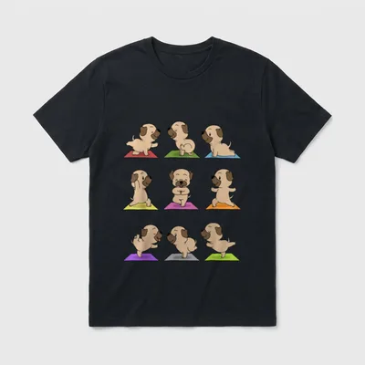 Mops Yoga Lustige Hunde T-Shirt – Klassisches T-Shirt in Schwarz