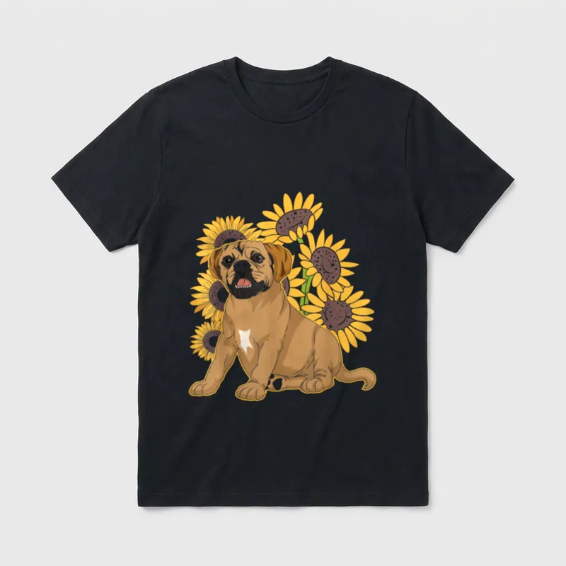 Hundebesitzer Hippie Gelbe Sonnenblumen T-Shirt – Klassisches T-Shirt in Schwarz