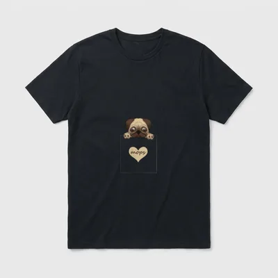 mops tasche brusttasche gedruckt T-Shirt – Klassisches T-Shirt in Schwarz