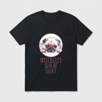 Mops Design offizielles Schlaf T-Shirt – Klassisches T-Shirt in Schwarz