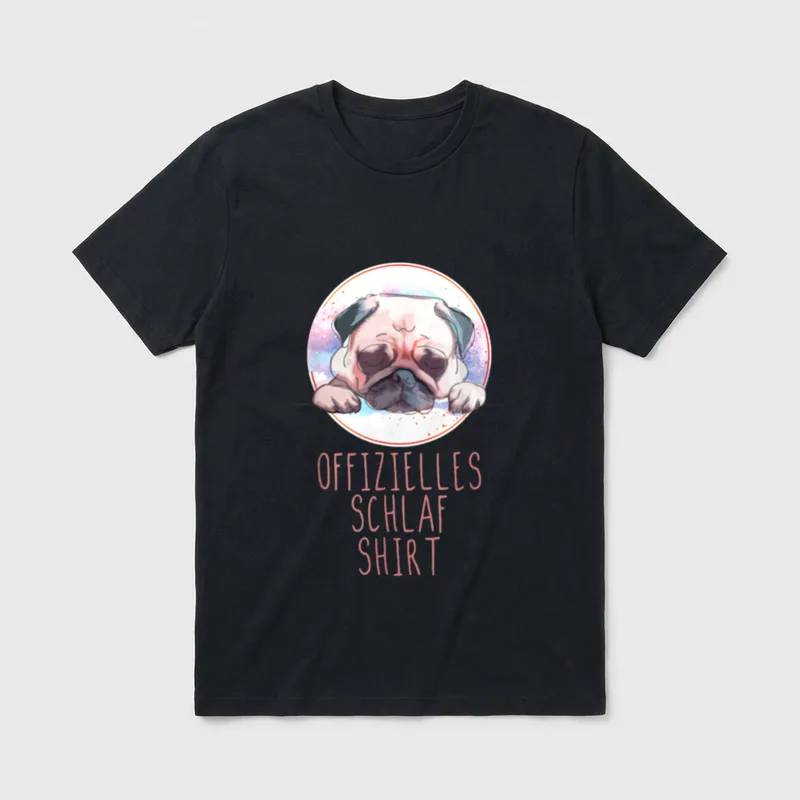 Mops Design offizielles Schlaf T-Shirt – Klassisches T-Shirt in Schwarz