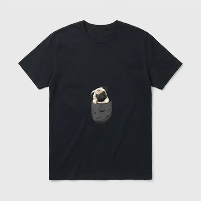 Mops Pug Pocket Hund T-Shirt – Klassisches T-Shirt in Schwarz