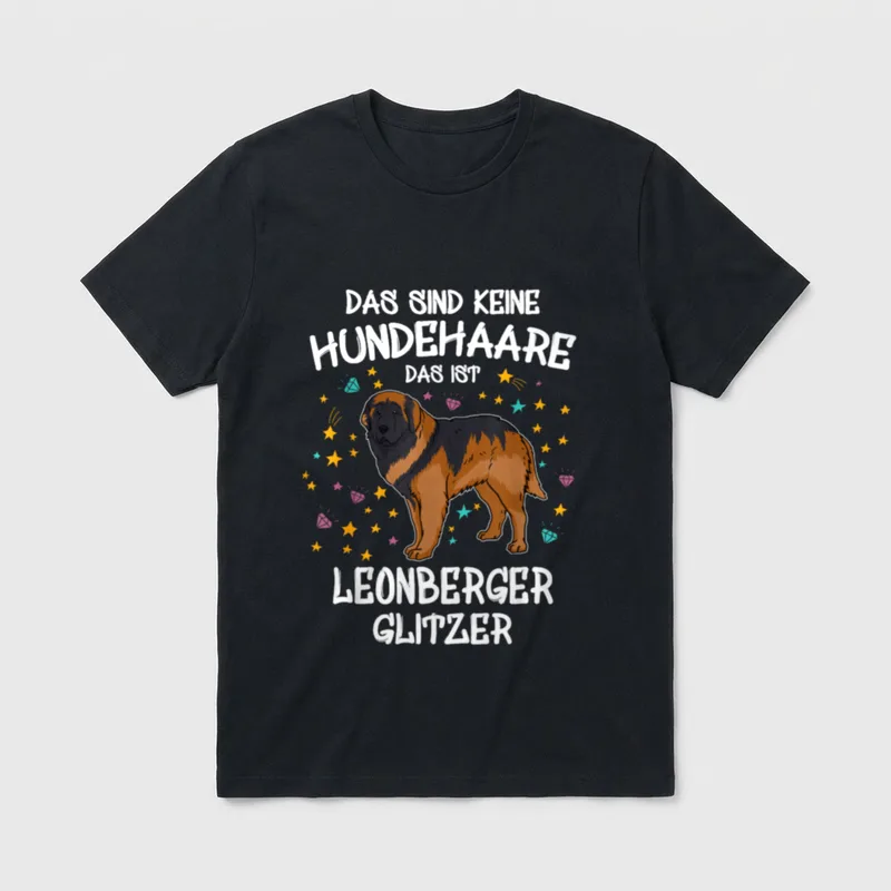 Leonberger Glitzer Hundehalter Gassi T-Shirt – Klassisches T-Shirt in Schwarz