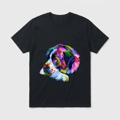 Bernhardiner Pop Art Porträt T-Shirt – Klassisches T-Shirt in Schwarz