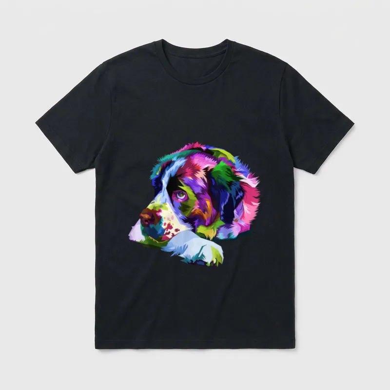 Bernhardiner Pop Art Porträt T-Shirt – Klassisches T-Shirt in Schwarz