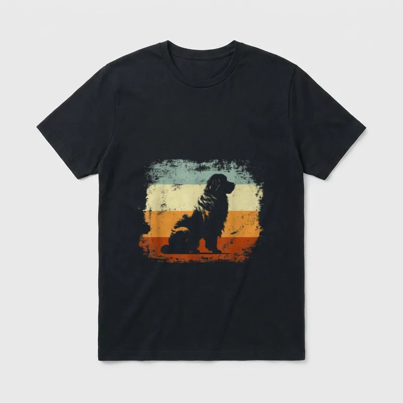 Retro Vintage Design Neufundländer T-Shirt – Klassisches T-Shirt in Schwarz