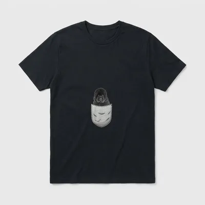 Newfie Neufundländer Welpe Brust-Tasche T-Shirt – Klassisches T-Shirt in Schwarz