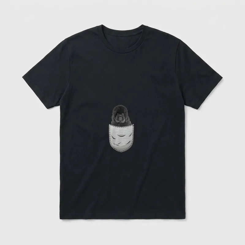 Newfie Neufundländer Welpe Brust-Tasche T-Shirt – Klassisches T-Shirt in Schwarz