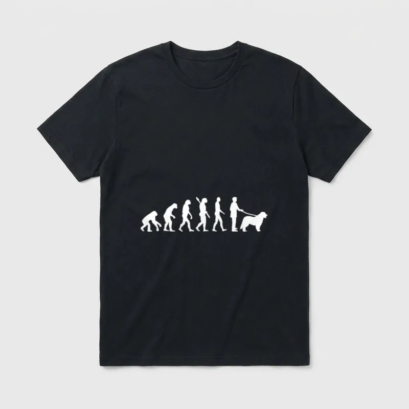 Leonberger Evolution T-Shirt – Silhouettenreihe der Evolution, die beim Leonberger endet – Klassisches T-Shirt in Schwarz