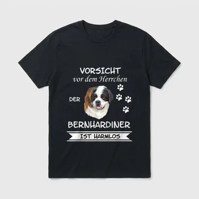 Vorsicht vor dem Herrchen Bernhardiner T-Shirt – Klassisches T-Shirt in Schwarz