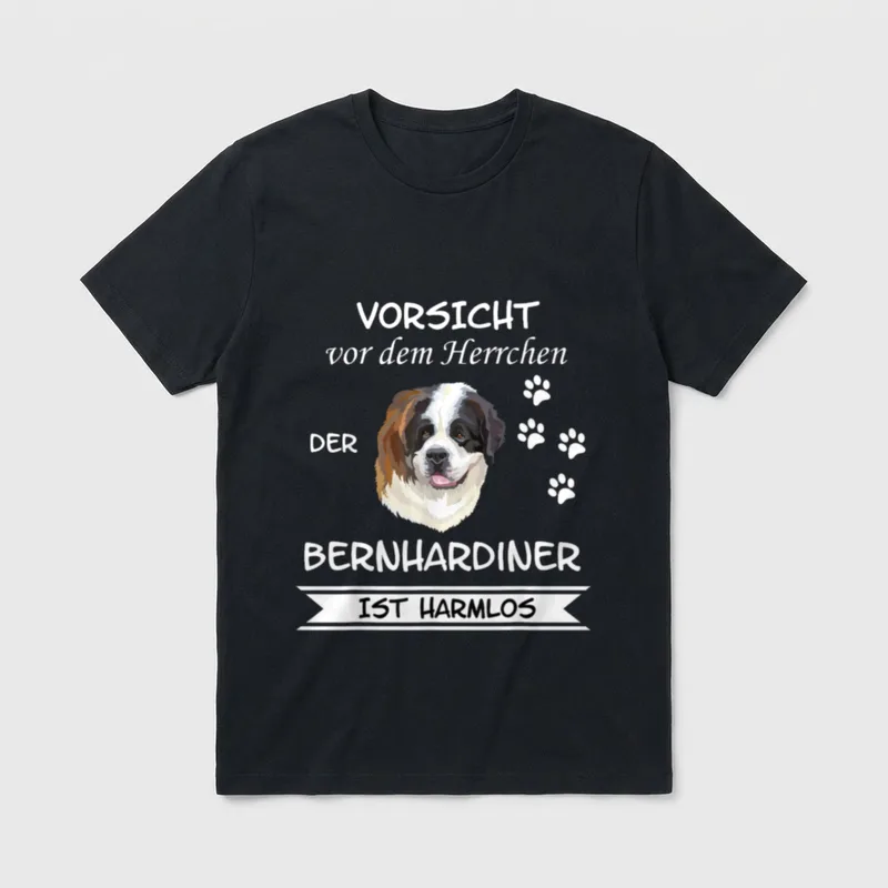 Vorsicht vor dem Herrchen Bernhardiner T-Shirt – Klassisches T-Shirt in Schwarz
