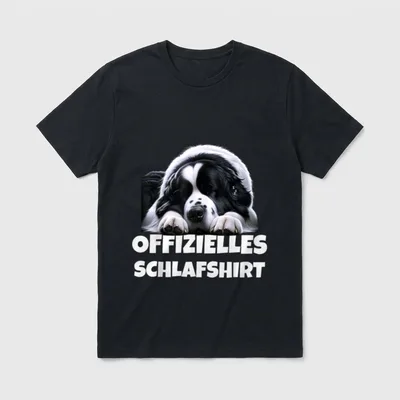 Landseer Hund T-Shirt 0055 – Klassisches T-Shirt in Schwarz