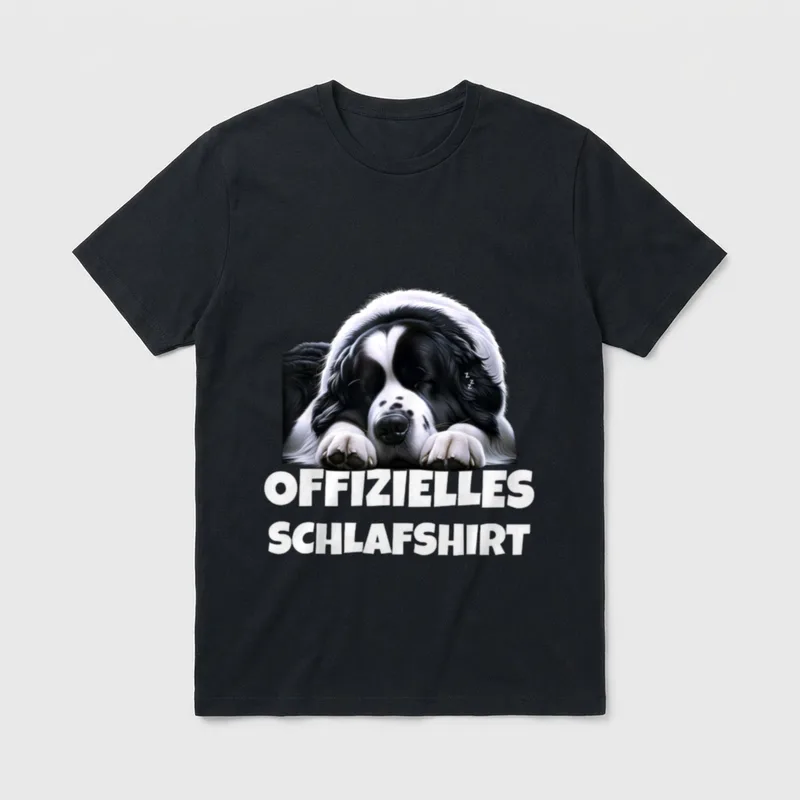 Landseer Hund T-Shirt 0055 – Klassisches T-Shirt in Schwarz