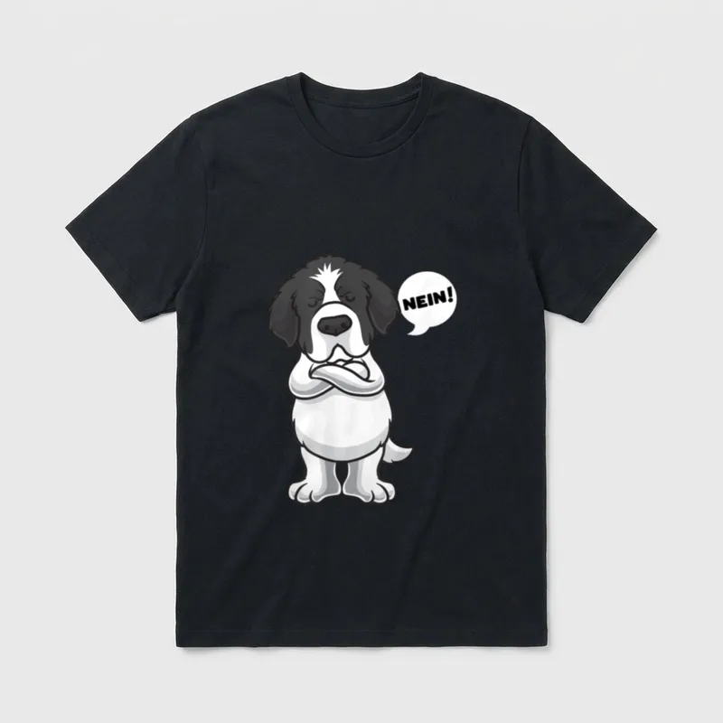 Sturer Schwarz Weißer Neufundländer T-Shirt – Klassisches T-Shirt in Schwarz